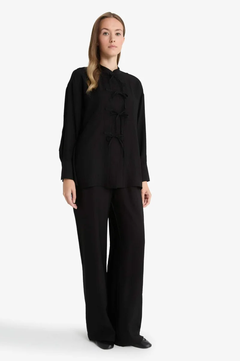 Defacto Regular Fit Crinkle Fabric Long Sleeve Tunic