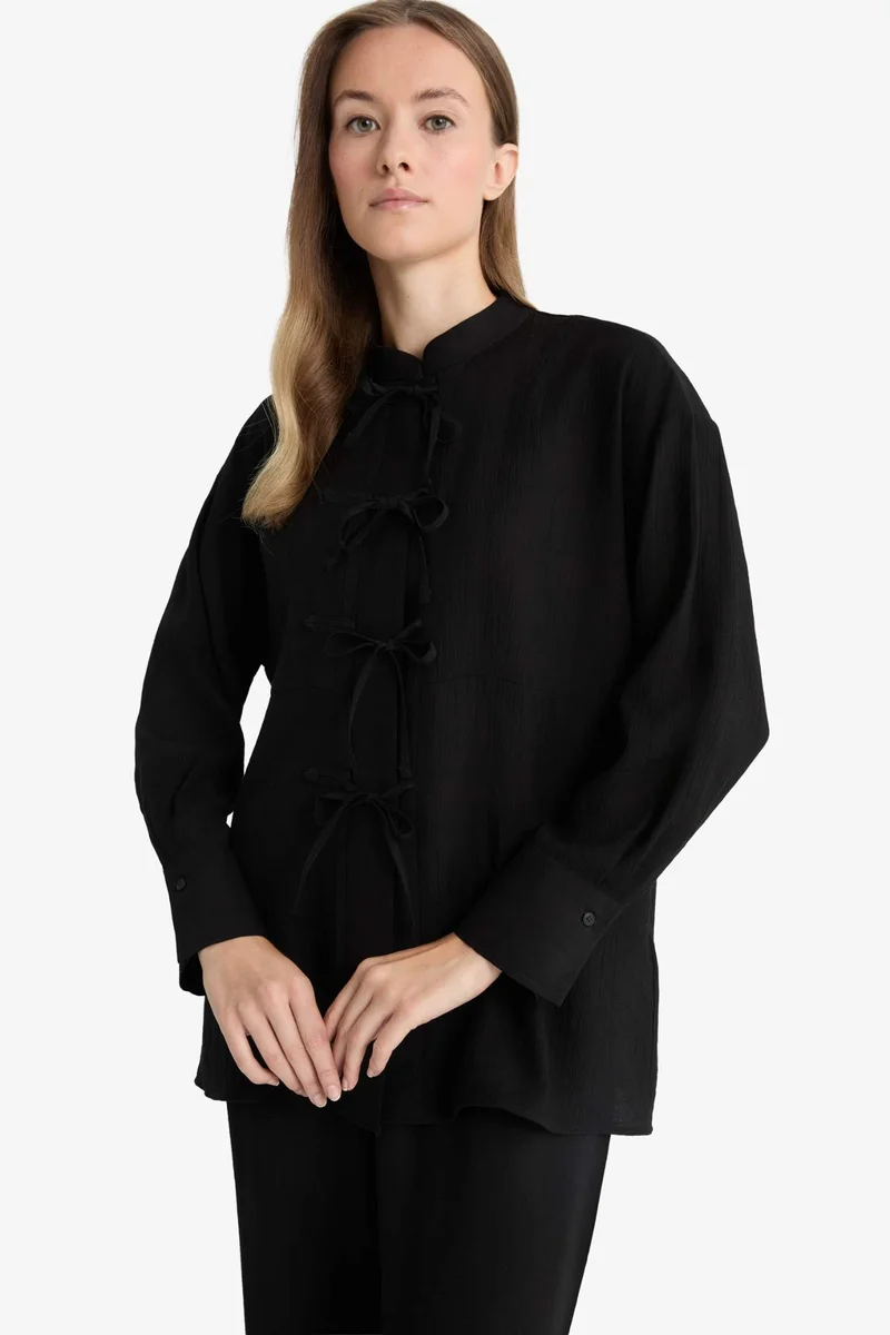 Defacto Regular Fit Crinkle Fabric Long Sleeve Tunic