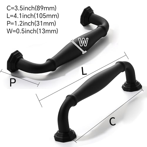 CABDM 10 Pack 312 Inch Hole Center Matte Black Heavy Duty Solid Cabinet pulls Ideal for Dressers Bathroom cabinets and Kitchens cabinets - Image 3
