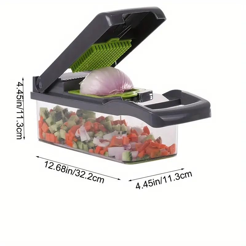 KERFORA HOMETIC 13in1 Multifunctional Vegetable Chopper Pro Onion Slicer Dicer and Cutter with 8 Blades Ideal for Carrots and Garlic Includes Storage Container for Convenience Black  - Image 3
