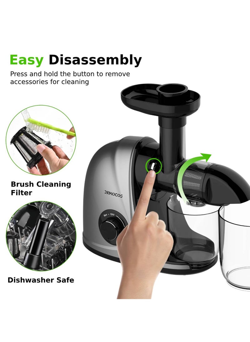 Dxmocos Dxmocos Slow Cold Press Juicer with Dual Modes, Easy to Clean & Quiet Motor, High Juice Yield for Fruits & Vegetables, Includes Reverse Function, with Brush & Cup.  - Image 5