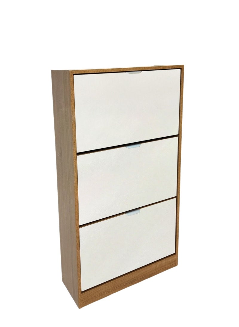 Living - Shoe cabinet with mirrors, wooden color, 3 tiers, 60*116 cm - Image 1