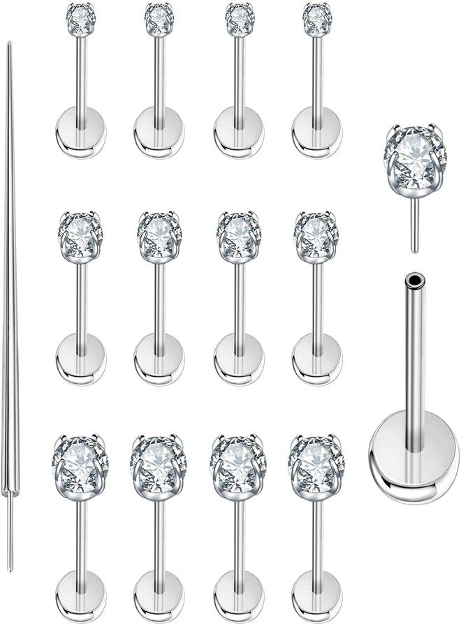 PunkTracker 13Pcs 20G/18G/16G Flat Back Earrings Stud 316L Surgical Stainless Steel Threadless Push in Nose Stud Tragus Helix Lip Medusa Piercing Jewelry - Image 1