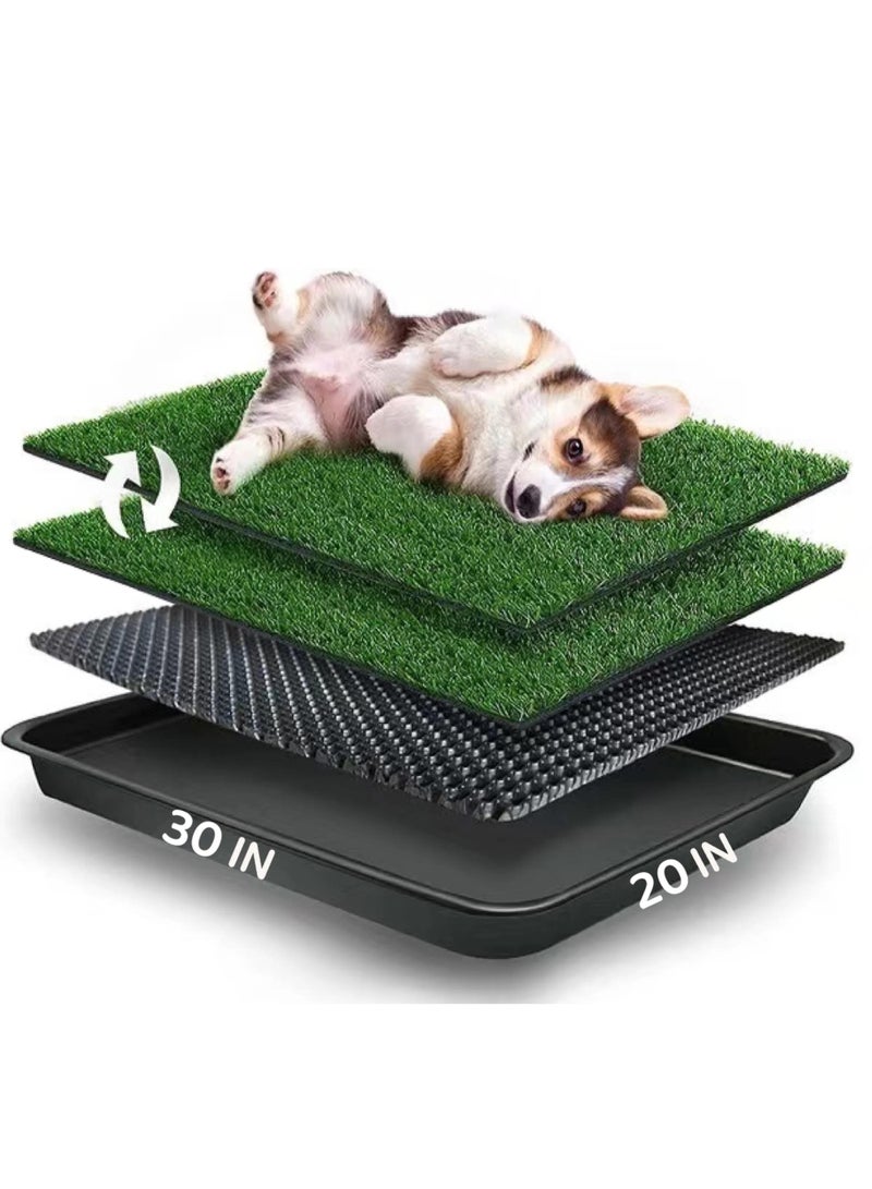 Saudi Select (20*30 Inch) Large Dog Grass Pad with Tray, 2 PCS Dog Grass Pee Pads,  Artificial Grass Bathroom Mat Pet Grass Mat for Indoor Outdoor Use, Dog Grass Pee Pad Potty Training - Image 1