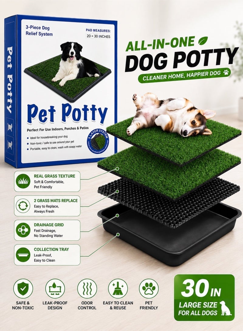 Saudi Select (20*30 Inch) Large Dog Grass Pad with Tray, 2 PCS Dog Grass Pee Pads,  Artificial Grass Bathroom Mat Pet Grass Mat for Indoor Outdoor Use, Dog Grass Pee Pad Potty Training - Image 1