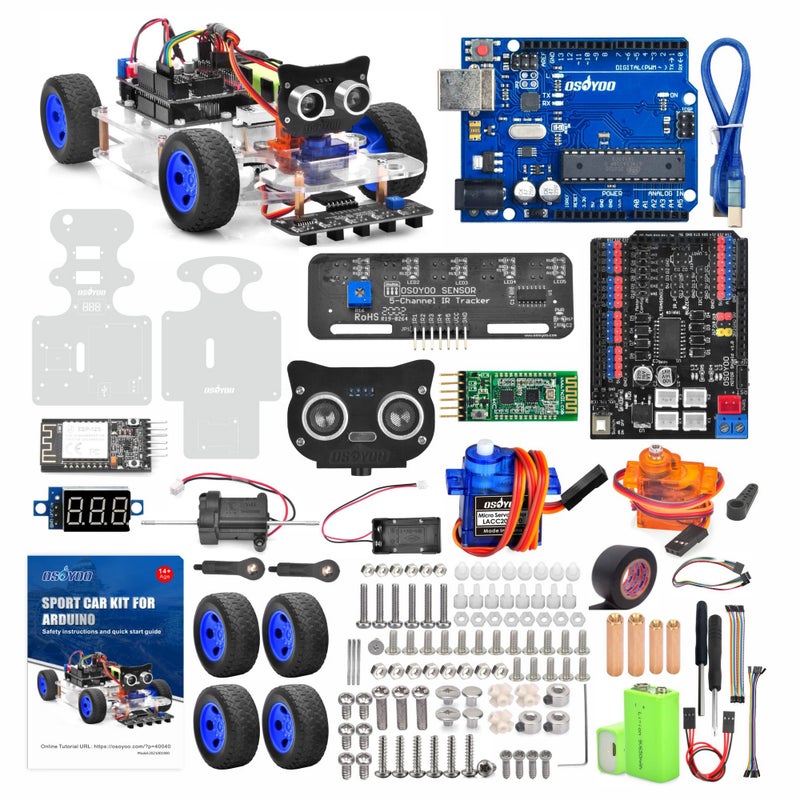 OSOYOO Robot Rc Smart Car DIY Kit to Build for Adults Teens with Servo Power Steering Motor WiFi Bluetooth Code Programmable Compatible with Arduino - Image 3