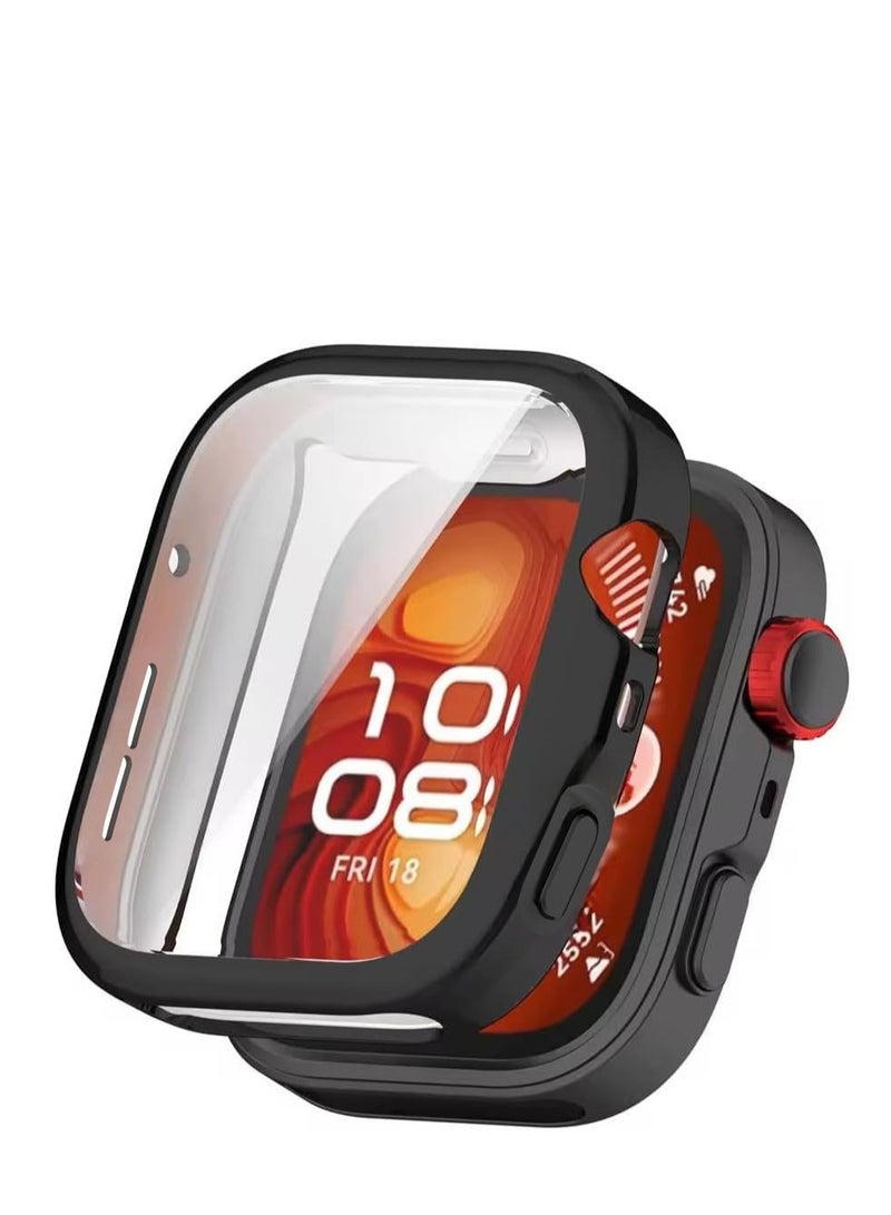 Case Compatible with Huawei Watch Fit 4, Full Coverage Slim TPU Case Protective Bumper Built-in Tempered Glass Screen Protector Shell for Huawei Watch Fit 4 (black)