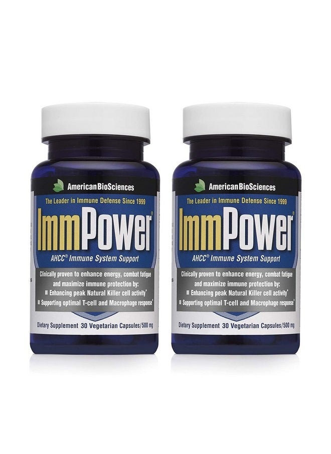 American BioSciences - American BioSciences ImmPower | Enhanced Immune Support, Natural Killer Cell Activity & Cytokine Production | 30 Vegetarian Capsules, 500mg of AHCC per Capsule (2 Pack) - Image 1