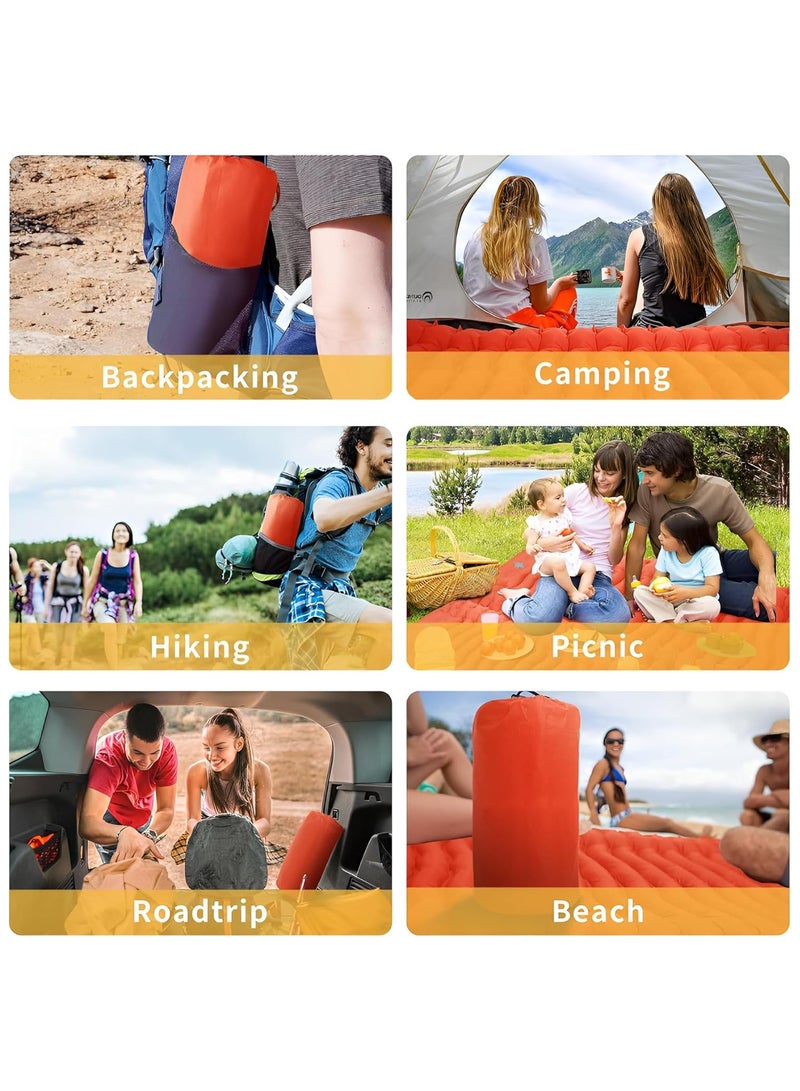 Scrolls Self Inflating Sleeping Pad with Hand Pump 190X60cm ,Foldable Sleeping Mat with Pillow for Camping Hiking Durable Inflatable Air Mattress - Carry Bag, Repair Patches (Bright Orange)  - Image 5