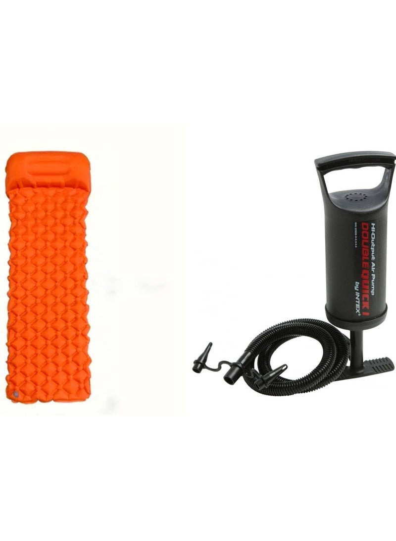 Scrolls Self Inflating Sleeping Pad with Hand Pump 190X60cm ,Foldable Sleeping Mat with Pillow for Camping Hiking Durable Inflatable Air Mattress - Carry Bag, Repair Patches (Bright Orange)  - Image 1