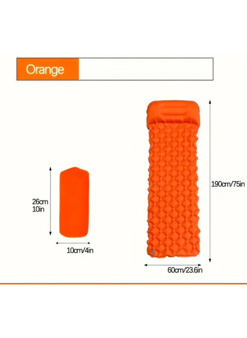 Scrolls Self Inflating Sleeping Pad with Hand Pump 190X60cm ,Foldable Sleeping Mat with Pillow for Camping Hiking Durable Inflatable Air Mattress - Carry Bag, Repair Patches (Bright Orange)  - Image 2