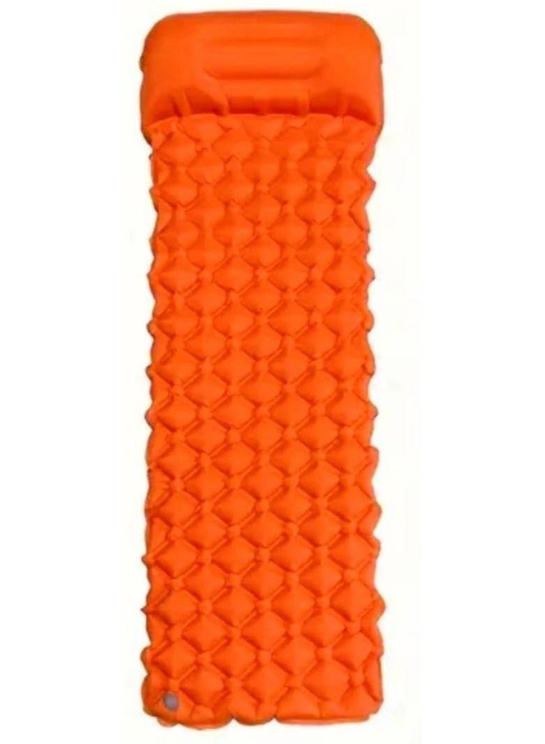 Scrolls Self Inflating Sleeping Pad with Hand Pump 190X60cm ,Foldable Sleeping Mat with Pillow for Camping Hiking Durable Inflatable Air Mattress - Carry Bag, Repair Patches (Bright Orange)  - Image 3