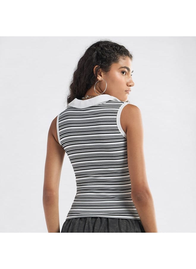 FAV Striped Collared Sleeveless Top  - Image 3