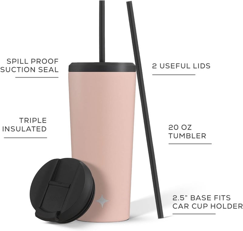 JoyJolt Vacuum Insulated 24 oz Tumbler with Lid and Straw (2 Each) Vacuum Double Wall Stainless Steel Tumbler, Copper Lined for 12Hr Hold/Cold Drinks. Leakproof Water Bottle, Tea or Iced Coffee Cup - Image 5