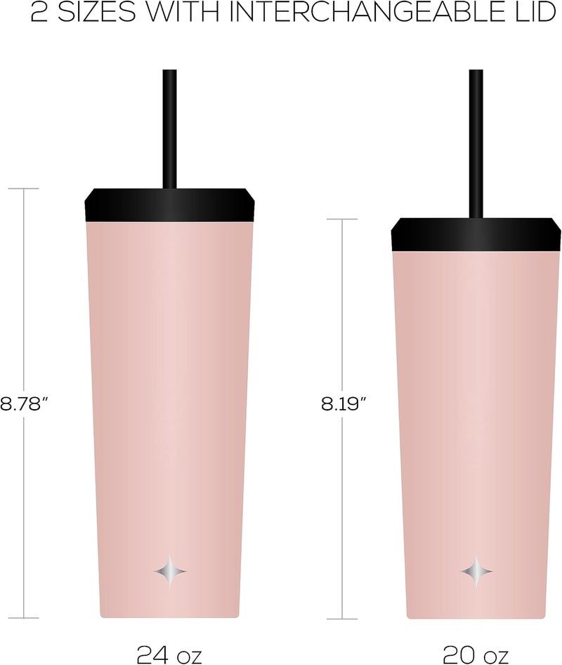 JoyJolt Vacuum Insulated 24 oz Tumbler with Lid and Straw (2 Each) Vacuum Double Wall Stainless Steel Tumbler, Copper Lined for 12Hr Hold/Cold Drinks. Leakproof Water Bottle, Tea or Iced Coffee Cup - Image 2
