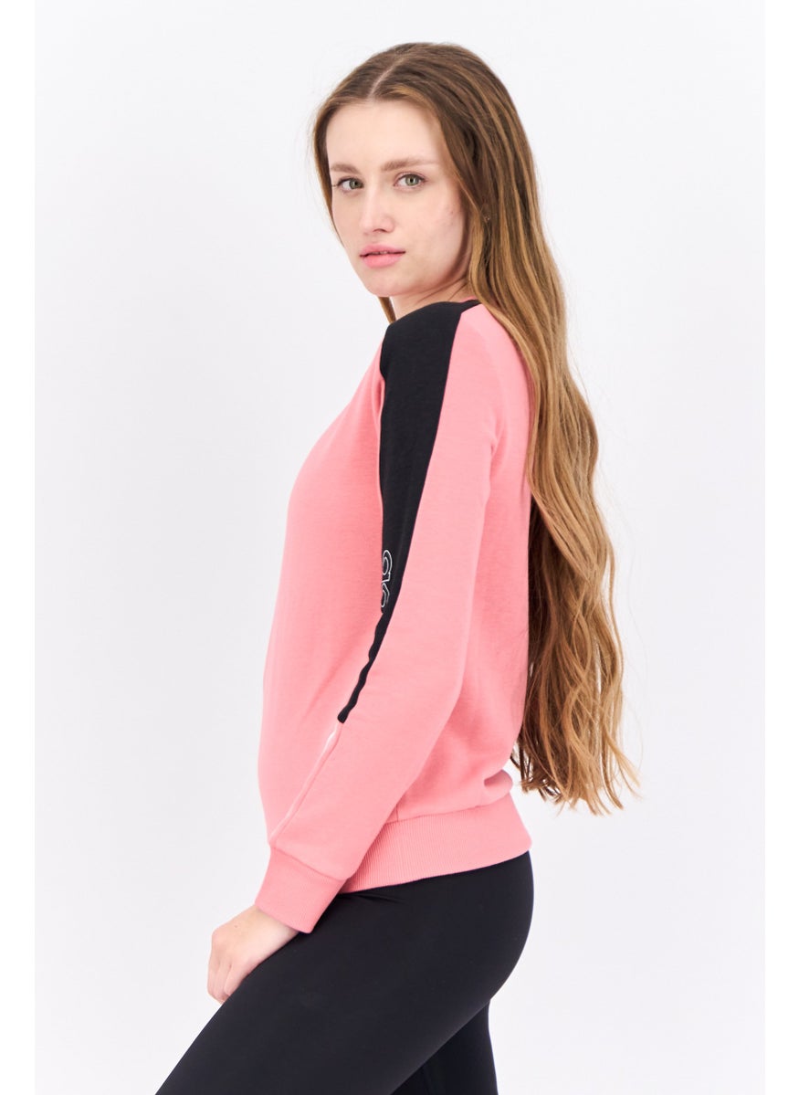 Adidas - Women Sportswear Fit Long Sleeves Training Sweatshirt, Pink/Black - Image 1