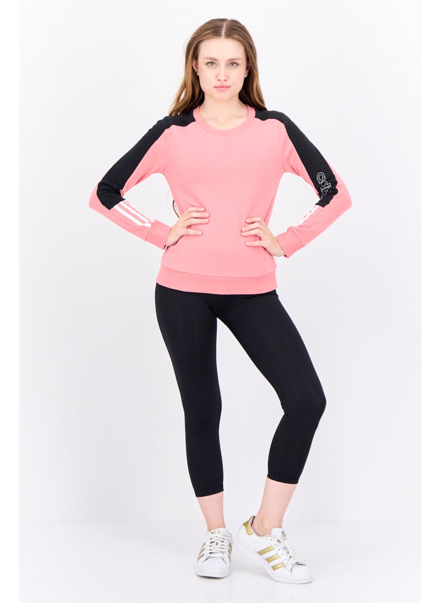 Adidas - Women Sportswear Fit Long Sleeves Training Sweatshirt, Pink/Black - Image 1