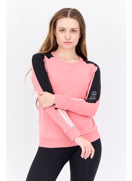 Women Sportswear Fit Long Sleeves Training Sweatshirt, Pink/Black