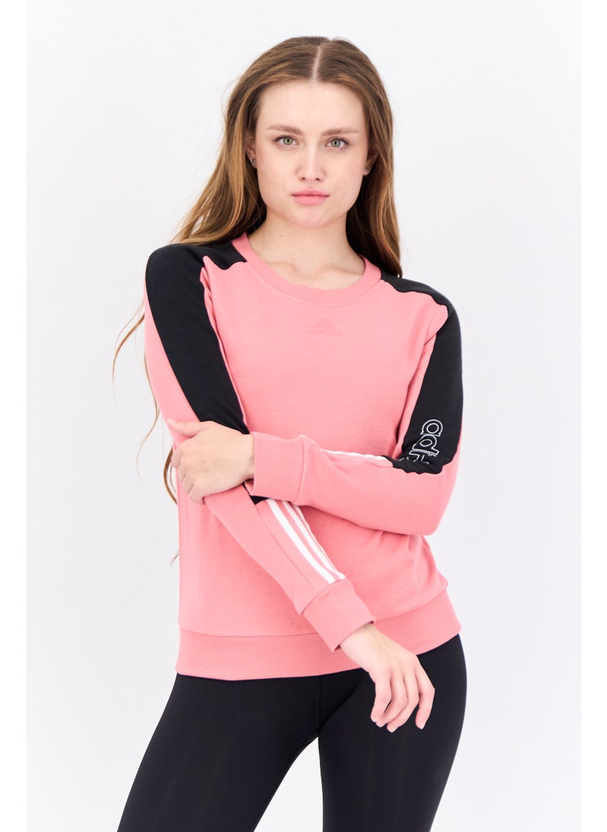 Adidas - Women Sportswear Fit Long Sleeves Training Sweatshirt, Pink/Black - Image 1