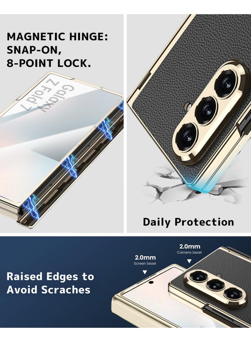 general Compatible with Samsung Galaxy Z Fold 7 5G Leather Case with Screen Protector and Kickstand, Full Body Magnetic Hinge Protective Cover for Galaxy Fold 7 - Image 3