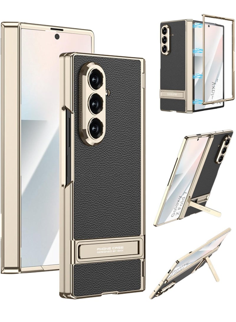 general Compatible with Samsung Galaxy Z Fold 7 5G Leather Case with Screen Protector and Kickstand, Full Body Magnetic Hinge Protective Cover for Galaxy Fold 7 - Image 1
