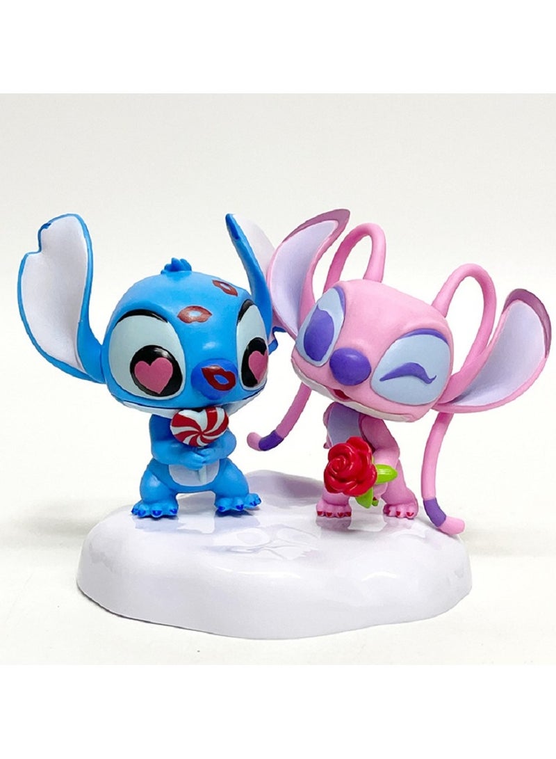 HALAMODO Stitch 2-Pieces Standing Kissing Cute Toy Figure, Desk Ornament, Birthday Gift for Boys and Girls，13 cm  - Image 1