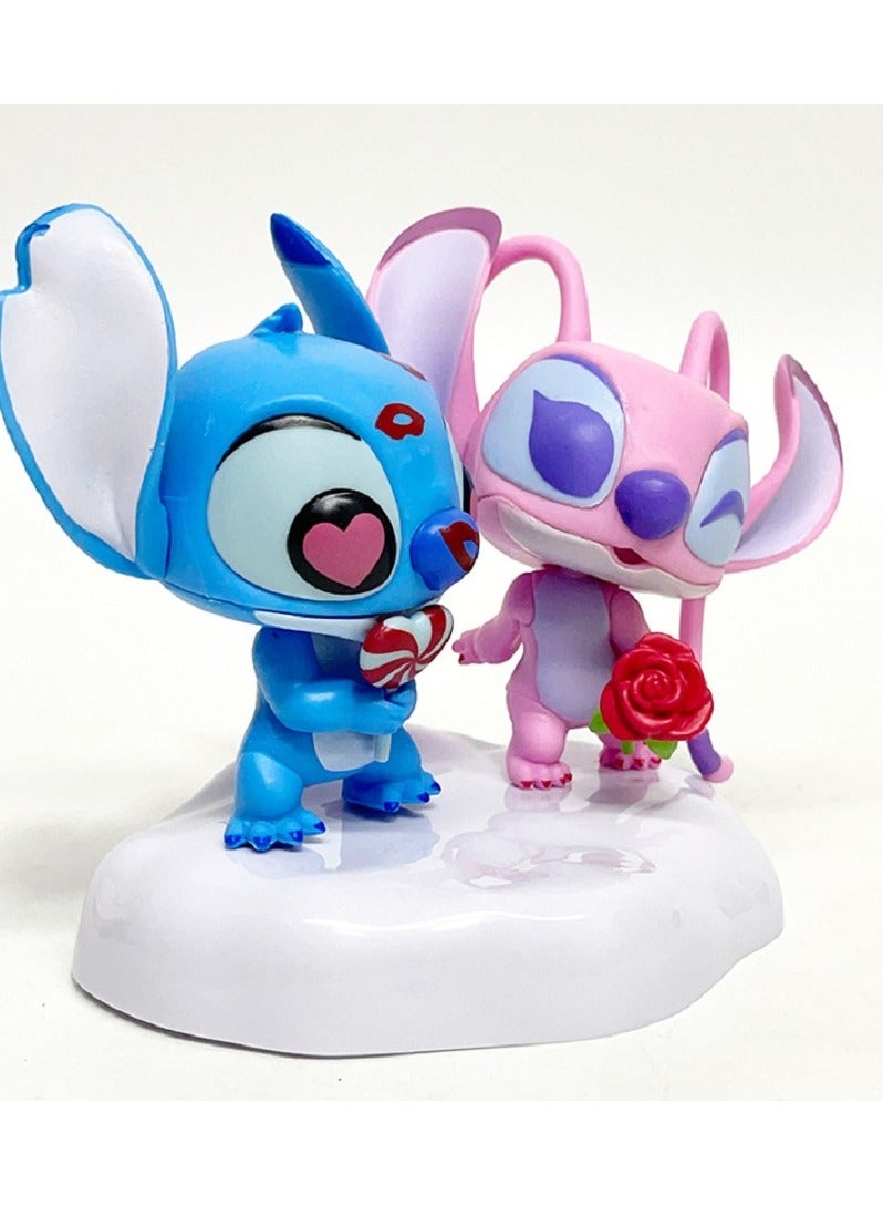 HALAMODO Stitch 2-Pieces Standing Kissing Cute Toy Figure, Desk Ornament, Birthday Gift for Boys and Girls，13 cm  - Image 2