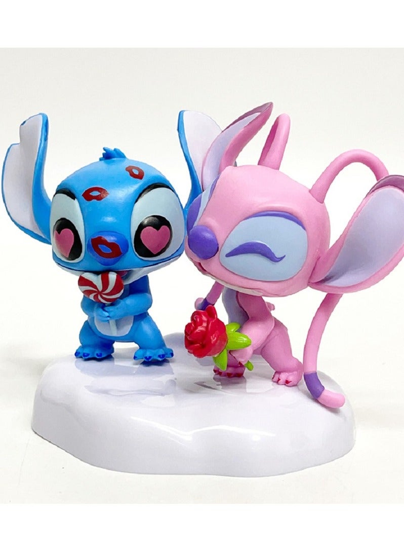 HALAMODO Stitch 2-Pieces Standing Kissing Cute Toy Figure, Desk Ornament, Birthday Gift for Boys and Girls，13 cm  - Image 3