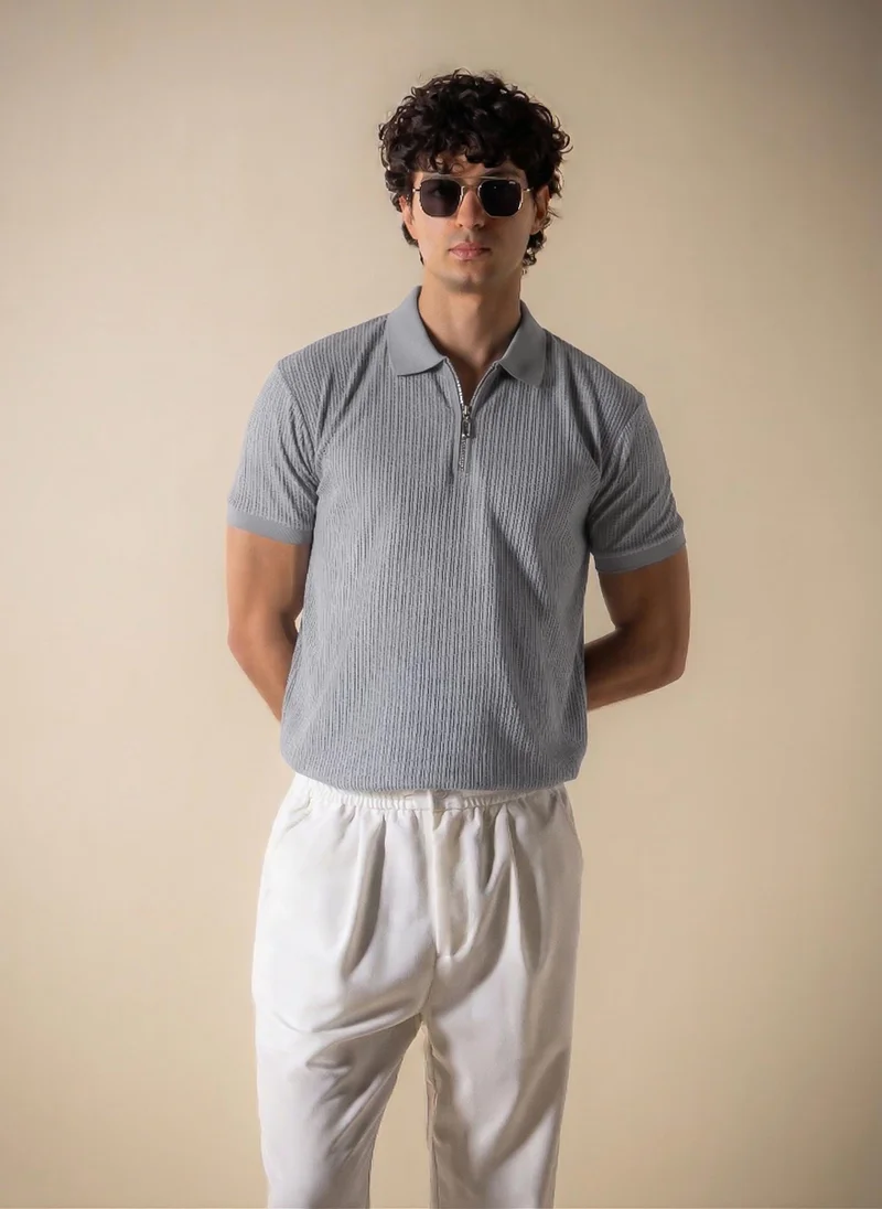 شايبس TEXTURED SLIM POLO SHIRT WITH ZIP