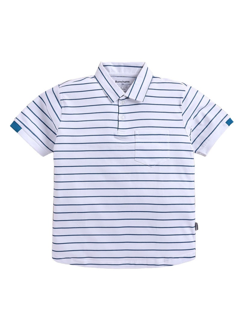 Bumchums Rupa Bumchums Casual Regular Fit Polo Half Sleeve T-Shirt for Kids, Boys, Striped Printed - Image 1