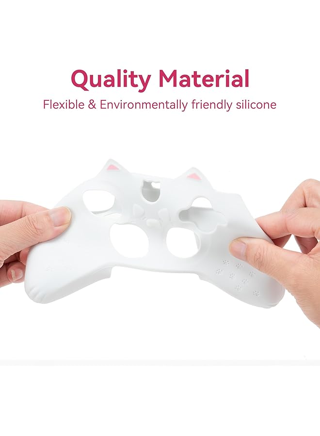 GEEKSHARE Cat Paw Controller Skin Grips Set Anti Slip Silicone Protective Cover Skin Case Compatible With Xbox Series X Controller With 2 Thumb Grip Caps And 1 Sticker (White) - Image 4
