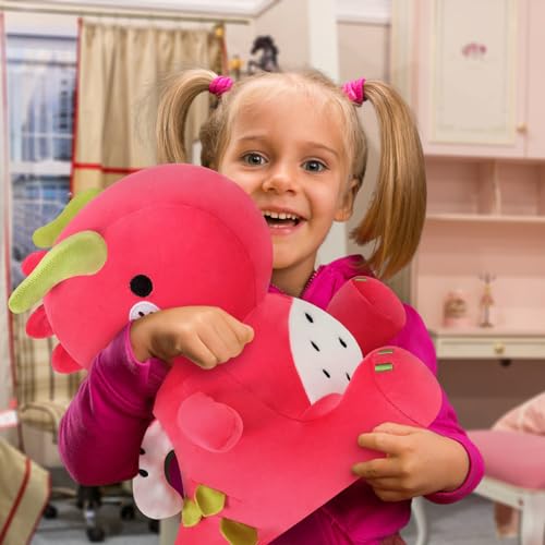 Ditucu Cute Dragon Fruit Dinosaur Stuffed Animals Plush Toys Dolls Soft Dino Pitay Plushie Birthday Gifts for Kids Girls Boys Red 16 inch - Image 5
