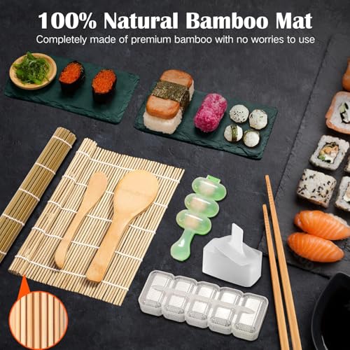SmileTools Sushi Making Kit, 28 in 1 Sushi Roller Kit with Bamboo Mats, Sushi Bazooka, Nigiri Gunkan Sushi Mold, Musubi Maker, Rice Ball Mold & More - Image 5