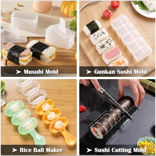 SmileTools Sushi Making Kit, 28 in 1 Sushi Roller Kit with Bamboo Mats, Sushi Bazooka, Nigiri Gunkan Sushi Mold, Musubi Maker, Rice Ball Mold & More - Image 2