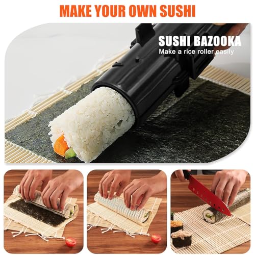 SmileTools Sushi Making Kit, 28 in 1 Sushi Roller Kit with Bamboo Mats, Sushi Bazooka, Nigiri Gunkan Sushi Mold, Musubi Maker, Rice Ball Mold & More - Image 4