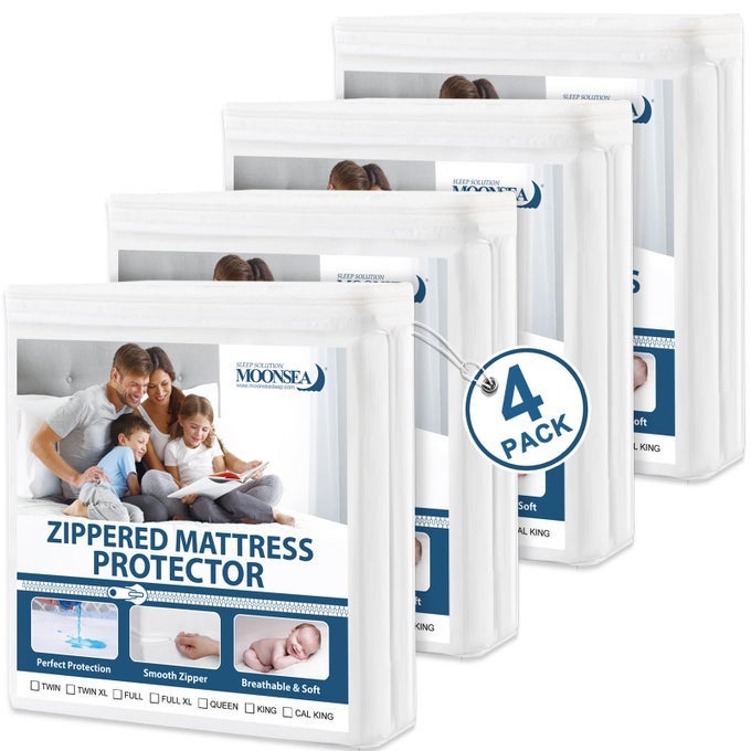 TWIN MATTRESS PROTECTOR WATERPROOF 4 PACK ZIPPERED 6SIDE WATERPROOF MATTRESS PROTECTOR TWIN MATTRESS COVER BOX SPRING ENCASEMENT