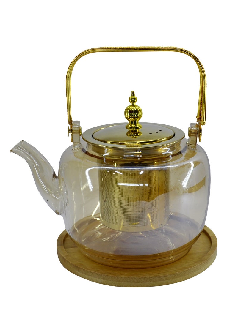 Glass Teapot - 900ml - Heat Resistant Glass Kettle Elegant Design for Loose Leaf & Blooming Removable Infuser & Lid & Strainer for Home Office  - Image 1