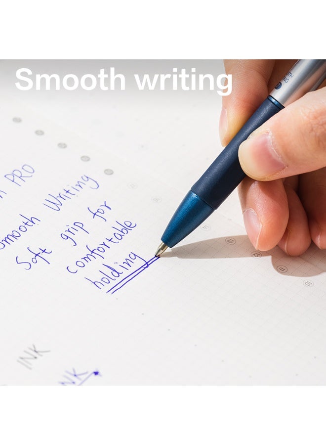 Deli أقلام حبر جاف دلي Q11-BL Xtream Pro، حبر أزرق 0.7 مم، أقلام كتابة سلسة مع مقبض ناعم، تصميم قابل للسحب، عبوة 12 قلم للمكتب والمدرسة. - Image 4