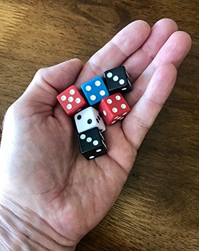 Funiverse 100 Bulk 16mm Dice 4 Color Assortment Red Blue Black and White - Image 5