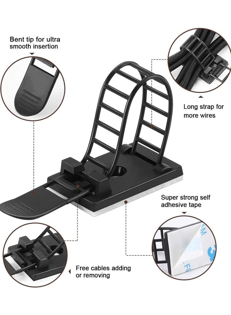 مشابك إدارة الكابلات اللاصقة، أشرطة نايلون قابلة للتعديل، مشابك سلكية منظمة بشريط لاصق قوي، مع برغي إضافي وثقب لتثبيت قوي، للمكتب والبيت - 3.55 بوصة، 50 قطعة - Image 3