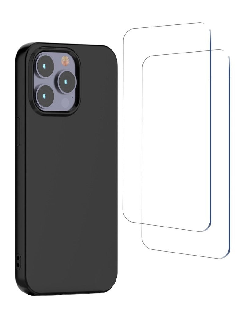 Houmt iPhone 15 Pro Case 6.1" Slim Liquid Silicone Soft Gel Rubber with 2X iPhone 15 Pro Screen Protector Shockproof Protective Phone Case Anti Scratch Microfiber Lining for Apple iPhone 15 Pro  - Image 1
