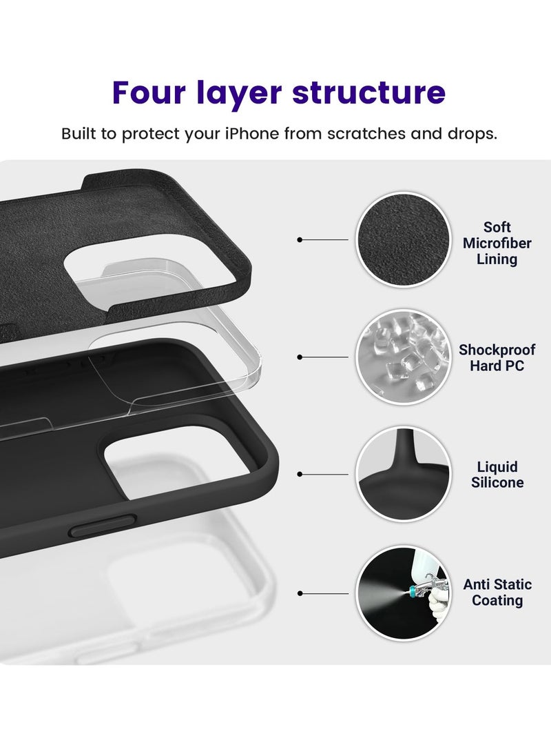 Houmt iPhone 15 Pro Case 6.1" Slim Liquid Silicone Soft Gel Rubber with 2X iPhone 15 Pro Screen Protector Shockproof Protective Phone Case Anti Scratch Microfiber Lining for Apple iPhone 15 Pro  - Image 3