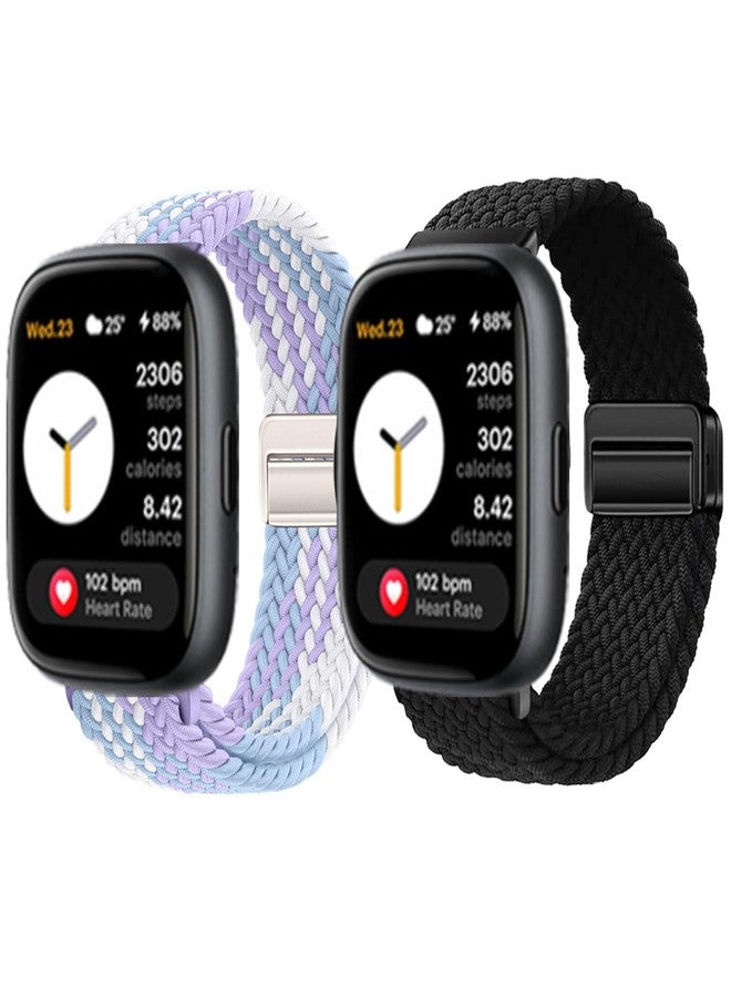 Xininyia Compatible for BIGGERFIVE Brave 2 Smart Watch Bands, 2-Pack Stretch Nylon Smartwatch Breathable Elastic Wristband Adjustable Straps for BW01 Brave / BW02 Brave 2 (22mm Large Size Version) - Image 1