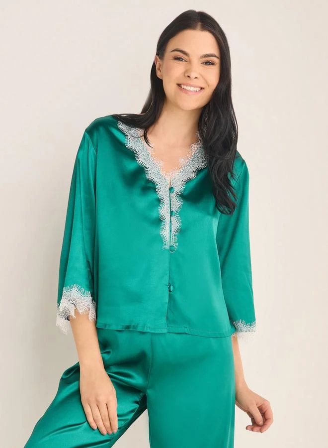 سبلاش فيڤ طقم قميص وبيجامة بتفاصيل دانتيل