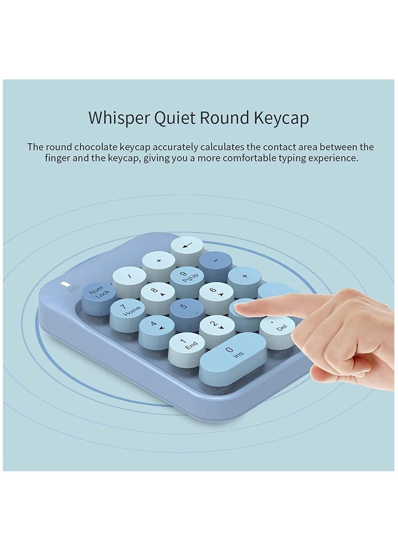 Wireless Numeric Keypad Retro Style Round Keycaps 18 Keys Portable Number Keyboard with USB Receiver