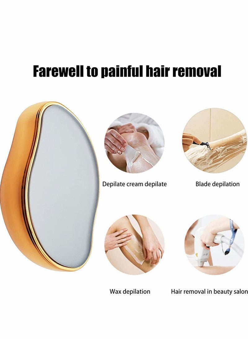 Excefore Hair Removal Eraser, Painless Crystal Hair Remover Tools Magic Crystal Hair Eraser, Soft Smooth Skin Fast & Easy Crystal Hair Removal for Men and Women (Gold) - Image 3