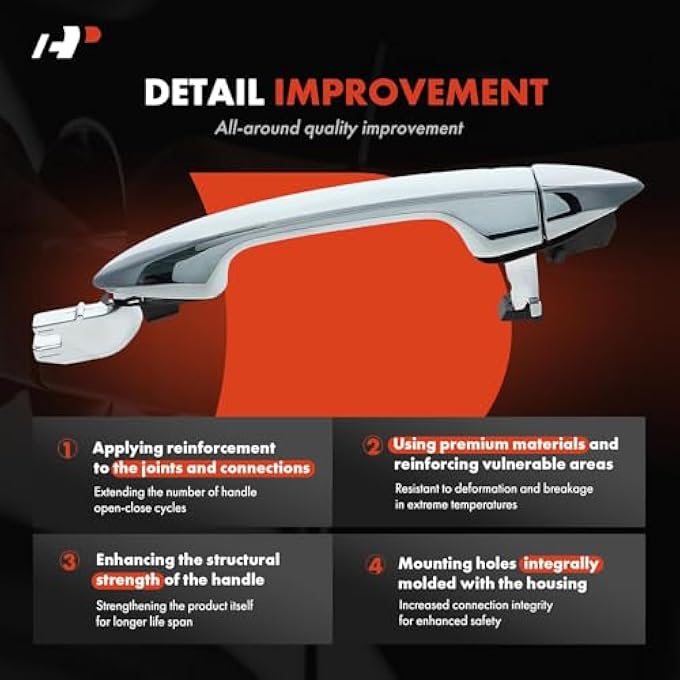 rayihni Rear Left Driver Side Exterior Door Handle Compatible With Honda Accord 20132017 Pilot 20152020 Chrome Replace 72643T2AC71 72683T2AC71 - Image 4