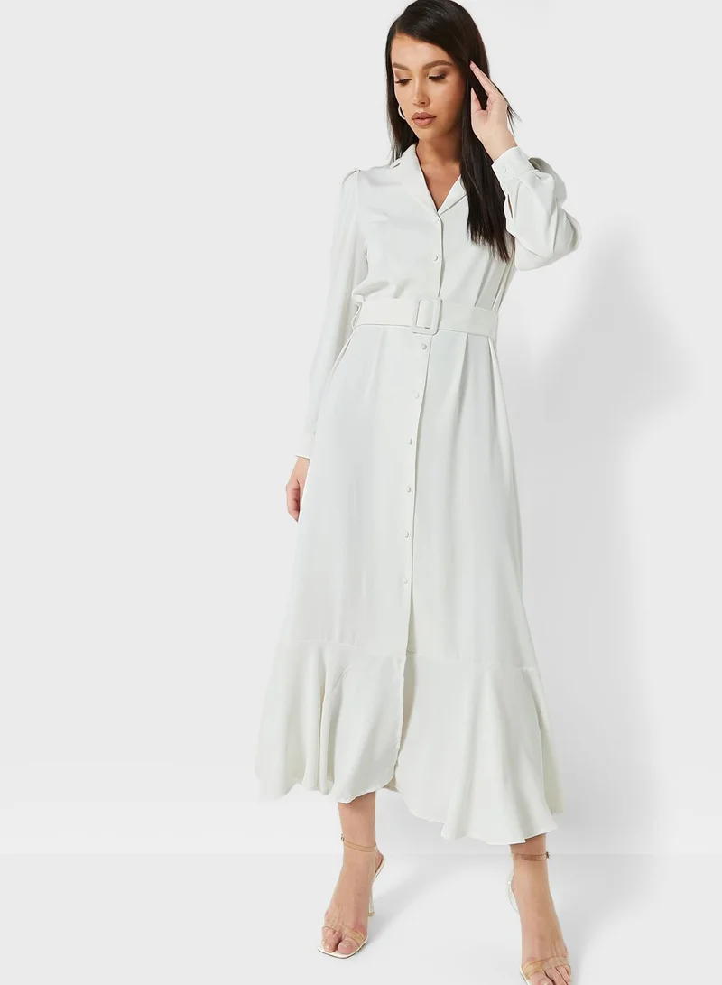 Khizana Button Down Soft Belted Dress