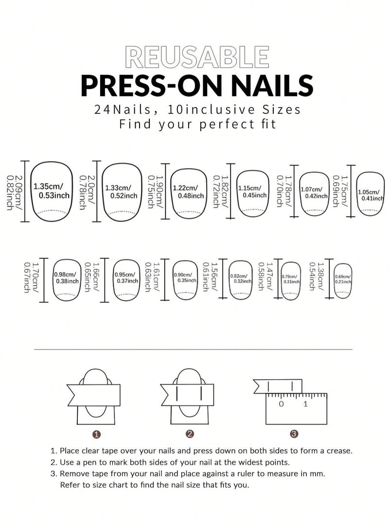 Burgundy Fake Nails Set of 24 with Glue and File - Image 4