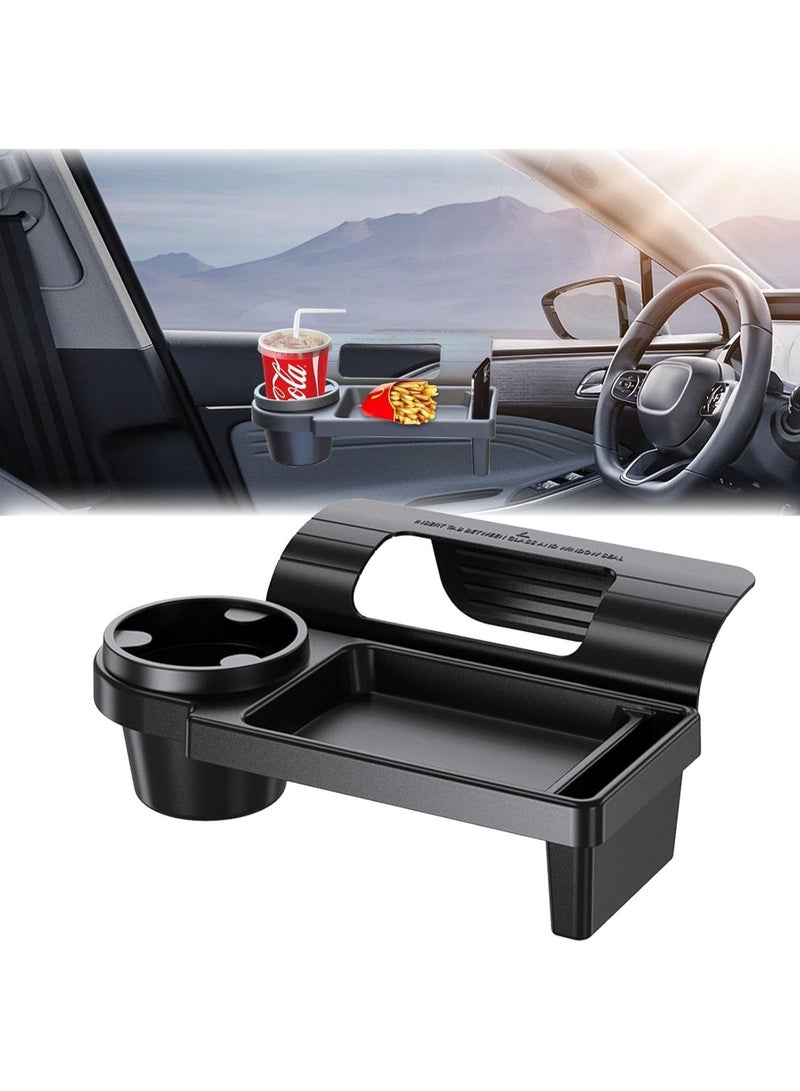 Universal Door-Side Car Window Hanging Tray Organizer with Cup & Phone Holder – Clip-On Car Storage Tray for Drinks, Snacks & Essentials – Space-Saving Car Accessory for All Vehicles - Image 1